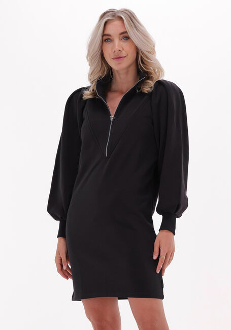 SCOTCH & SODA Mini robe ZIPPED NECK SWEAT DRESS WITH PUFFED SLEEVES en noir - large