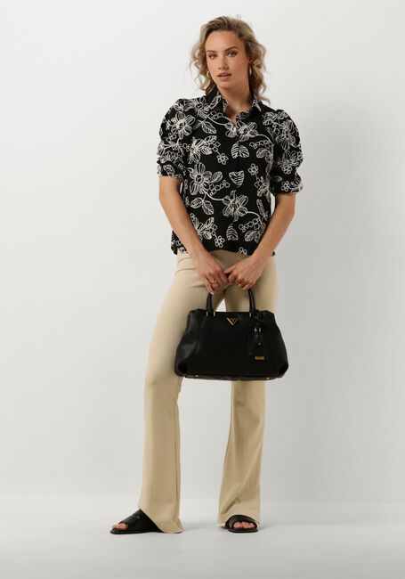 JANSEN AMSTERDAM WGE722 EMBROIDERED BLOUSE 3/4 PUFFED SLEEVE Blouses en noir - large