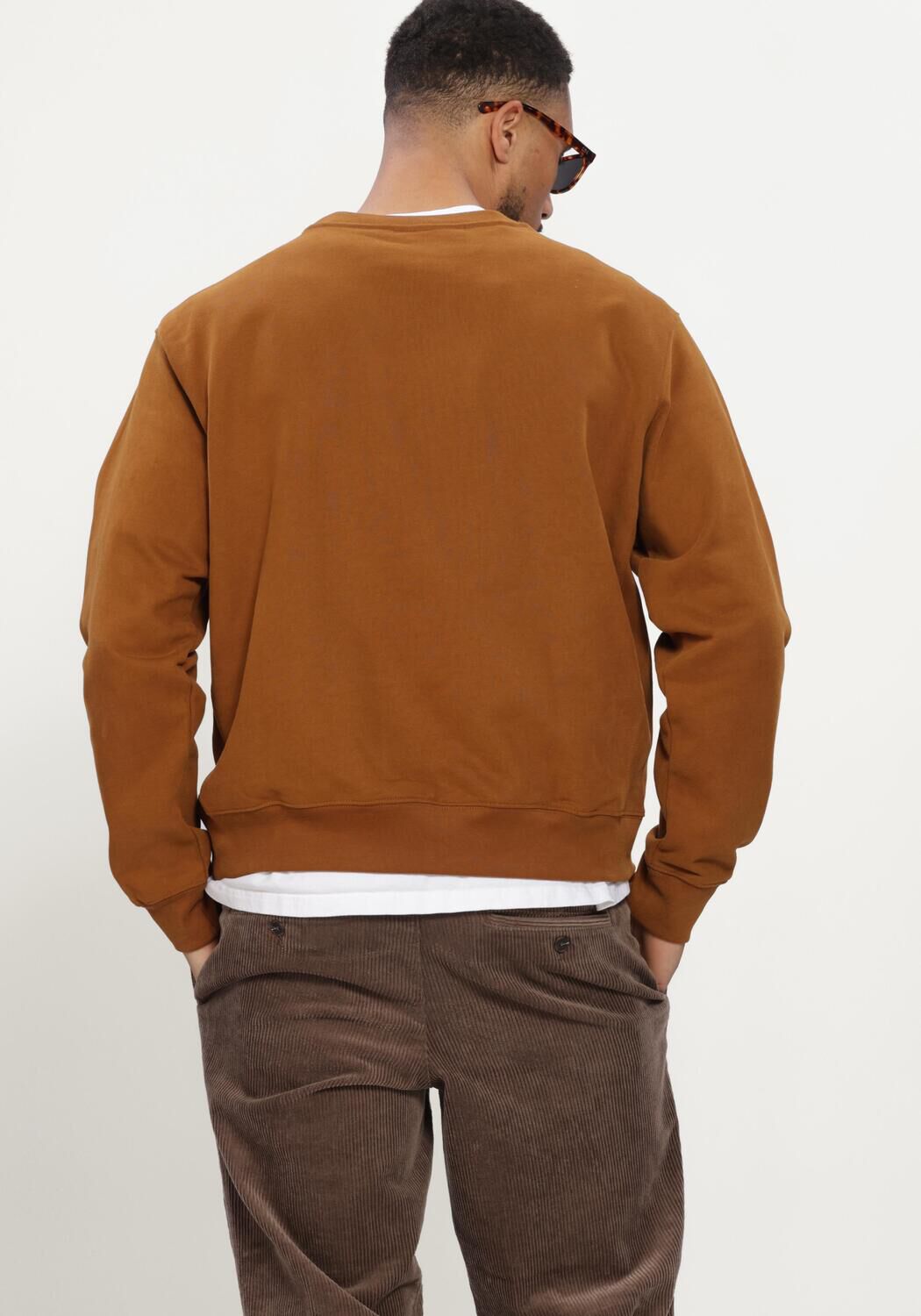 Bruine SELECTED MEN Sweater SLMDOMESTIC RELAXAXEL LS CREW NECK SWEAT - large