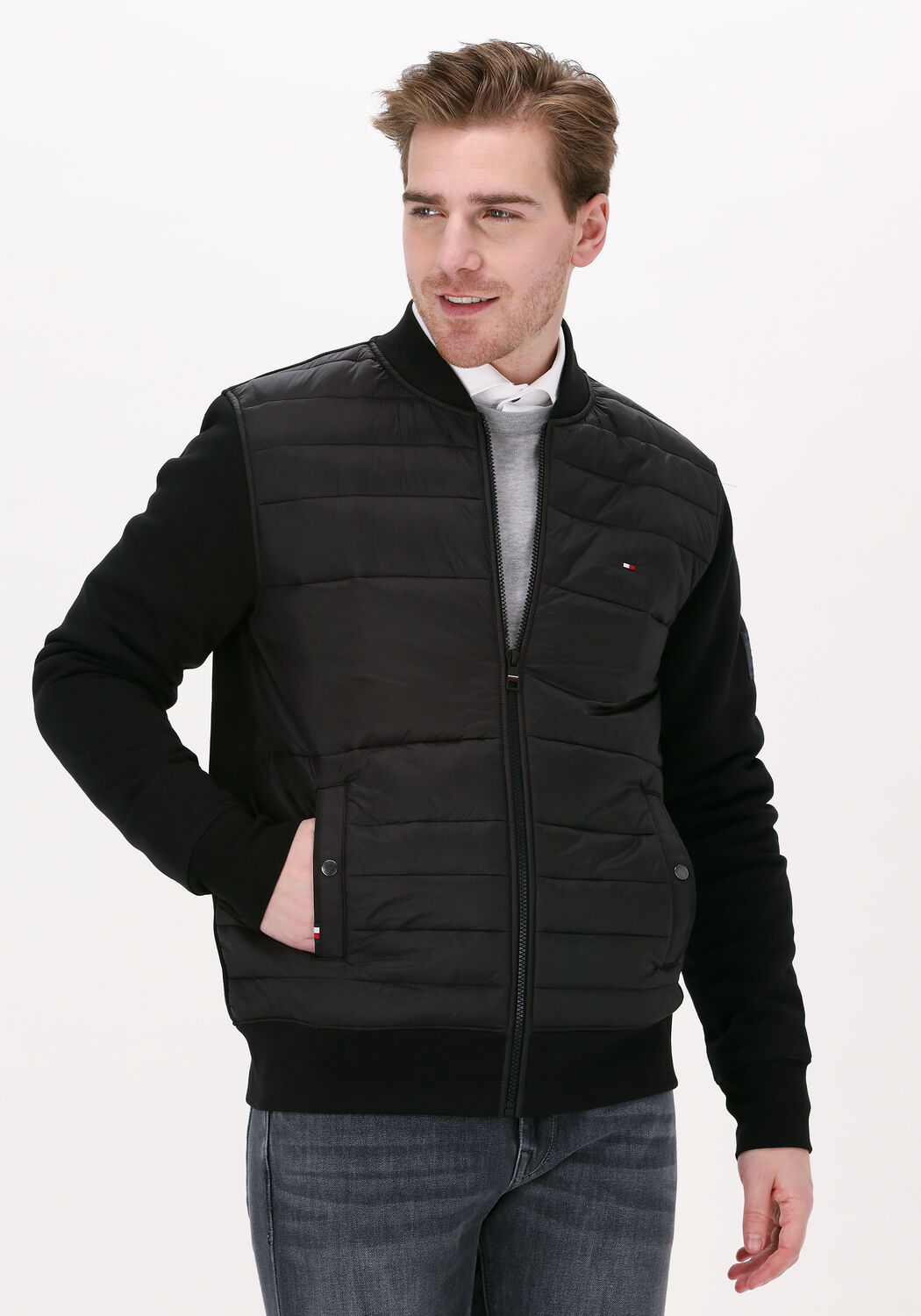 Tommy hilfiger mixed media zip through jacket on sale