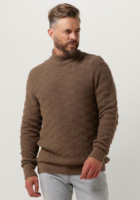 CAST IRON Pull MOCK NECK COTTON SOFT BOUCLE TURTLE en marron - large
