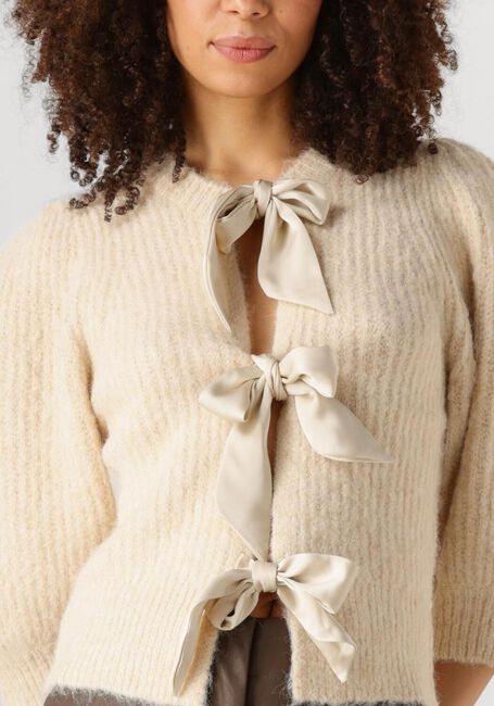 CO'COUTURE Pull CORALIE CC BOW RIB CARDIGAN Écru - large