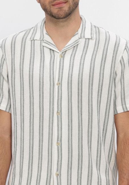 ANERKJENDT Chemise d&eacute;contract&eacute; AKLEANDER STRUC STRIPE2 SS SHIRT &Eacute;cru - large