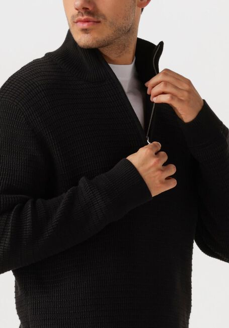 Zwarte SELECTED HOMME Trui SLHTHEO LS KNIT STRUCTURE HALF ZIP - large