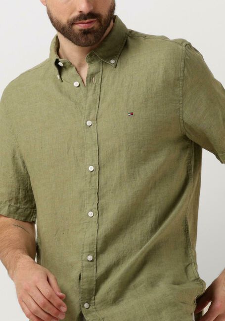Olijf TOMMY HILFIGER Casual overhemd PIGMENT DYED LINEN RF SHIRT S/S - large