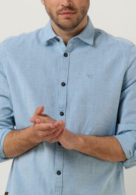 PME LEGEND Chemise décontracté LONG SLEEVE SHIRT CTN/LINEN 2 TONE Bleu clair - large