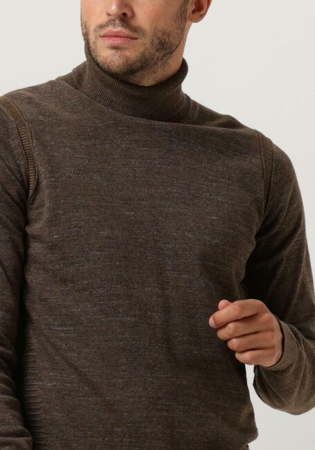 CAST IRON Col roulé TURTLENECK COTTON HEATHER PLATED en marron - large
