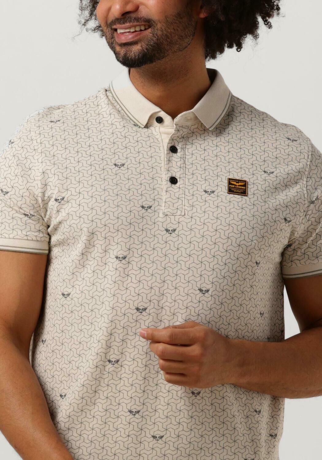 Gebroken wit PME LEGEND Polo SHORT SLEEVE POLO FINE PIQUE ALL OVER PRINT Omoda