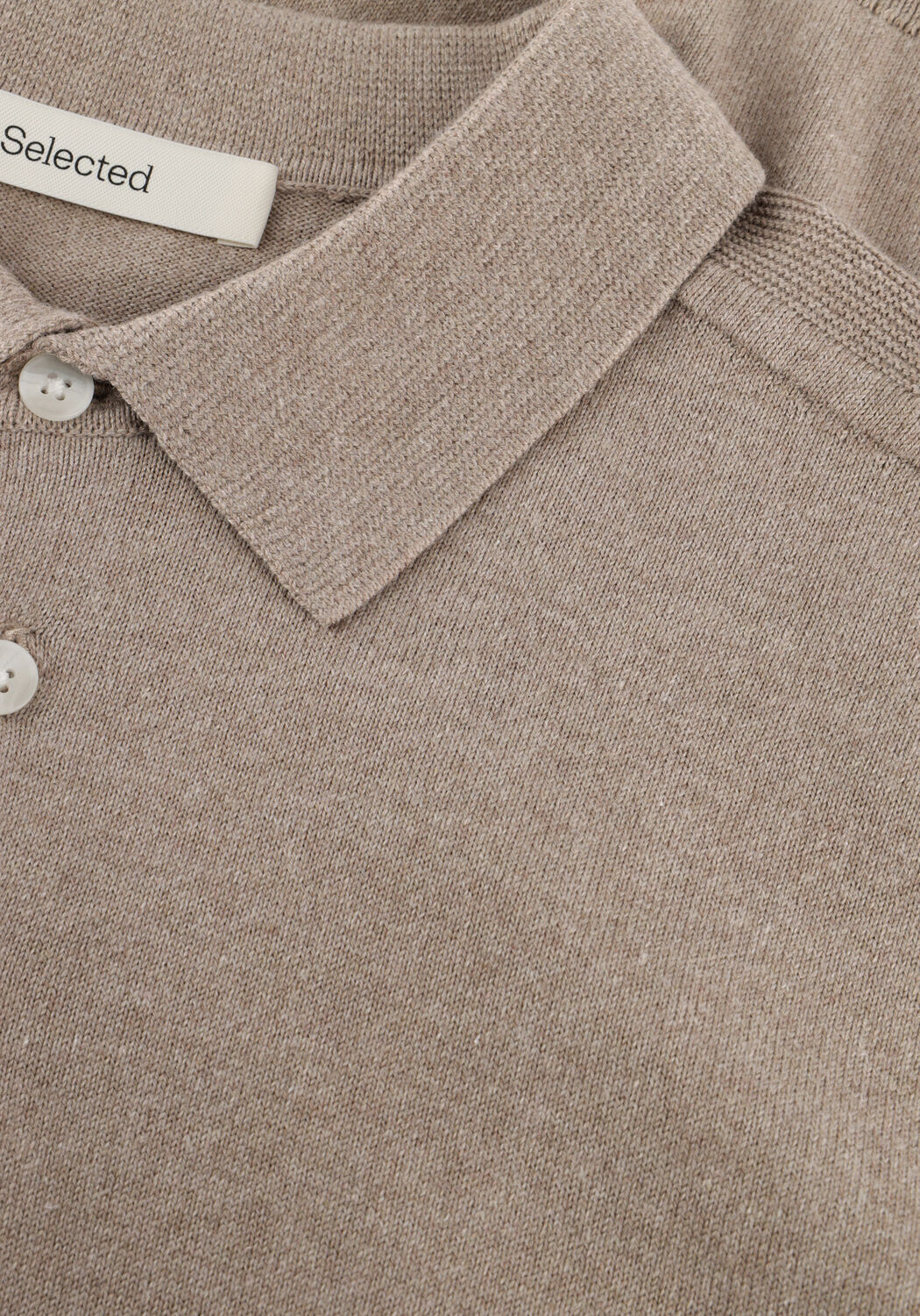 Beige SELECTED MEN Polo SLHBERG SS KNIT POLO NOOS - large