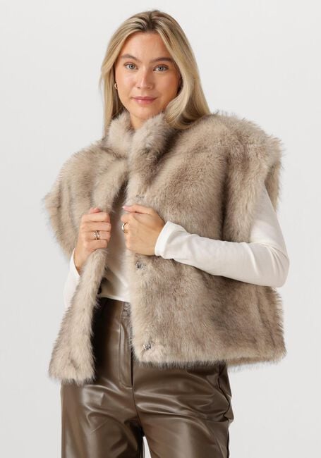 NEO NOIR Veste sans manches KEVINI FAUX FUR VEST en taupe - large