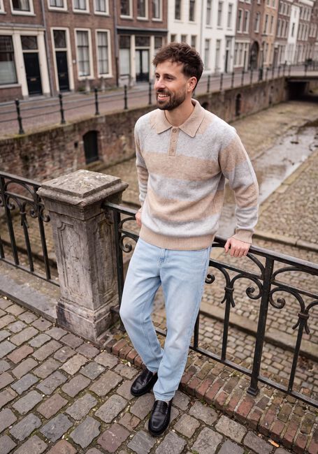 Beige LES DEUX Trui STRIPED MELANGE KNITTED POLO - large