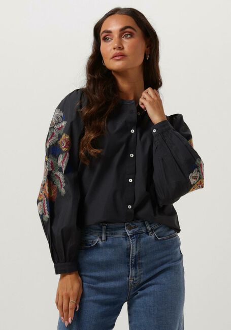 BY-BAR Blouse RIKKI COLOR EMBROIDERY BLOUSE Anthracite - large