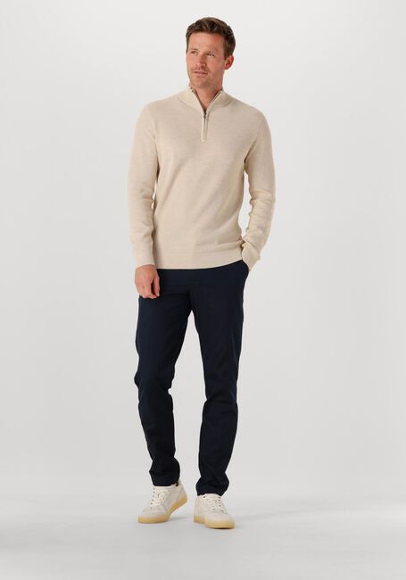 Beige PROFUOMO Trui PULLOVER HALF ZIP TWINKLE SLUB - large