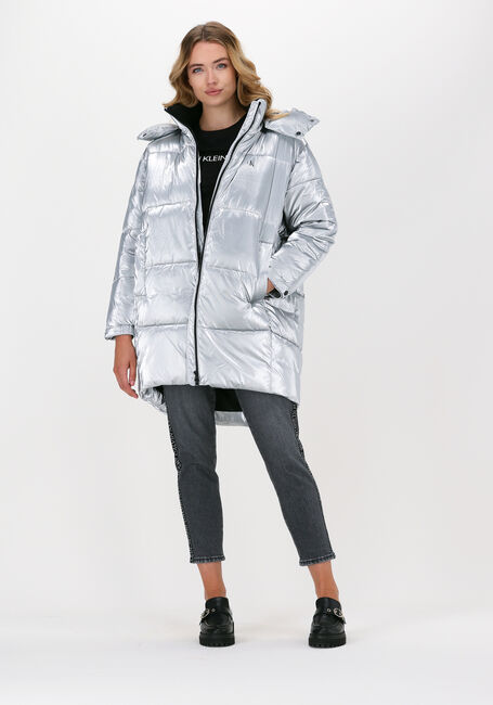 Zilveren CALVIN KLEIN Gewatteerde jas COCOON OVERSIZED SILVER JACKET - large