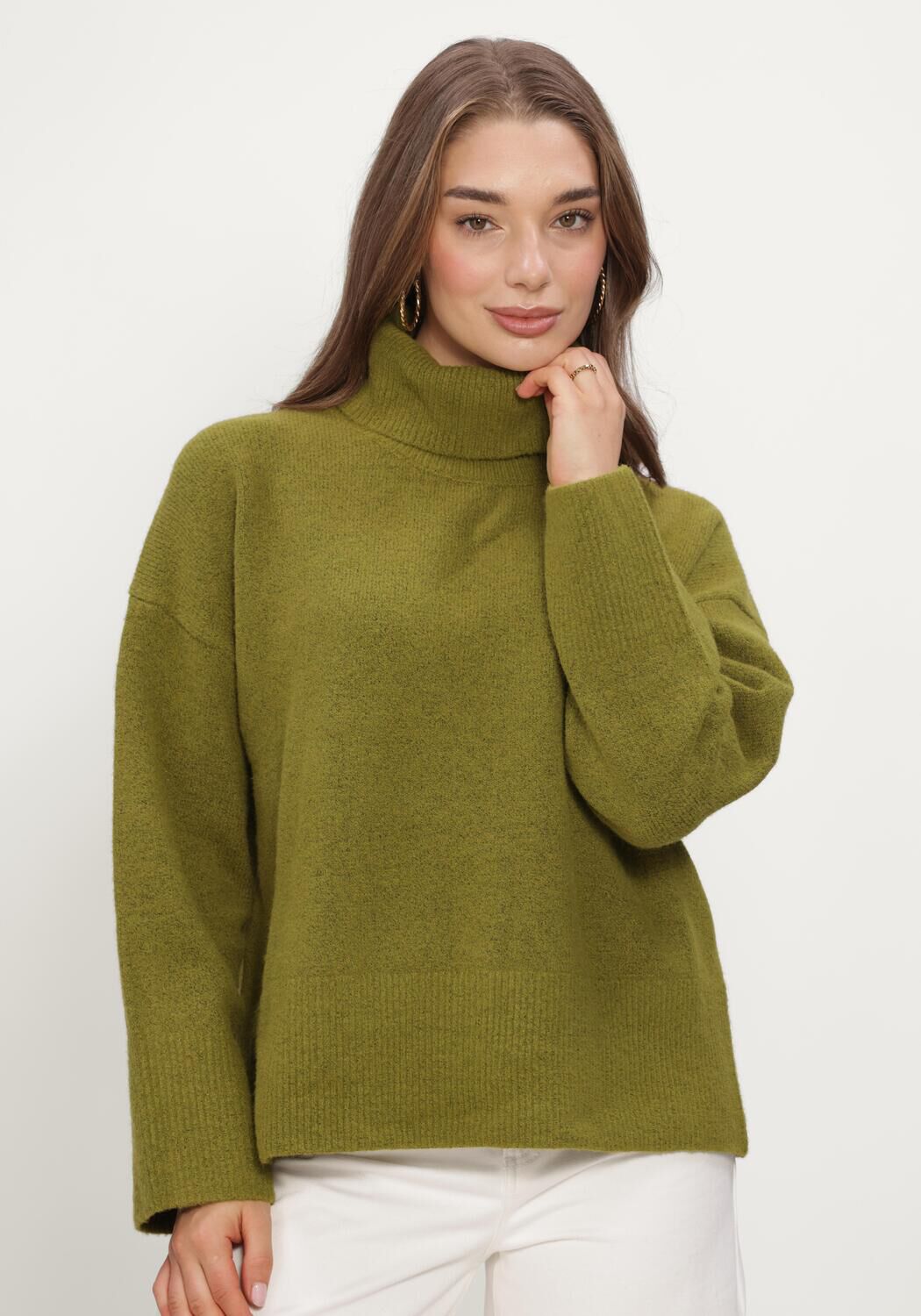 NEO NOIR Col roul&eacute; NALINE KNIT BLOUSE en vert - large