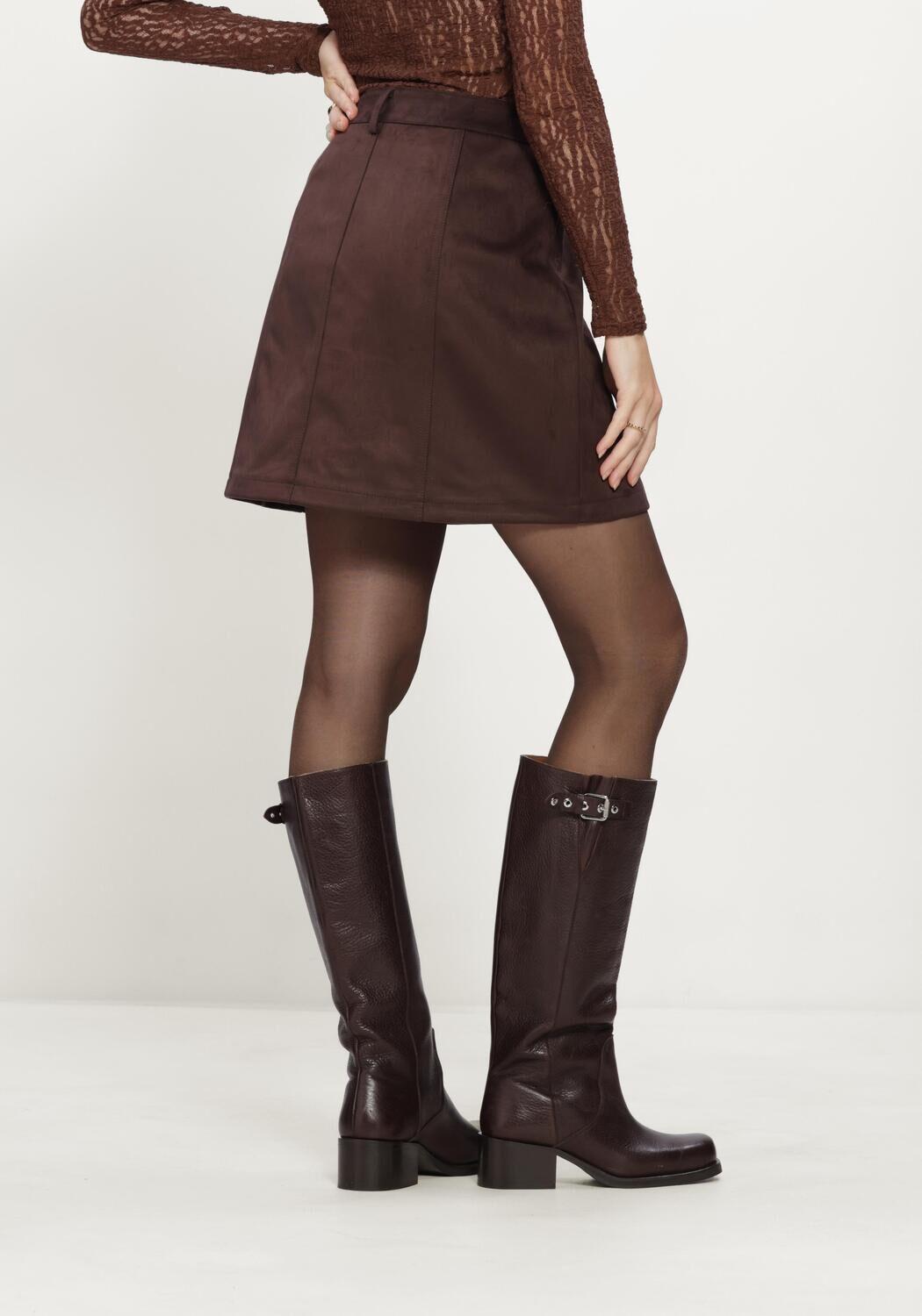 Bruine OBJECT Minirok OBJALLIE HW SHORT SKIRT R - large