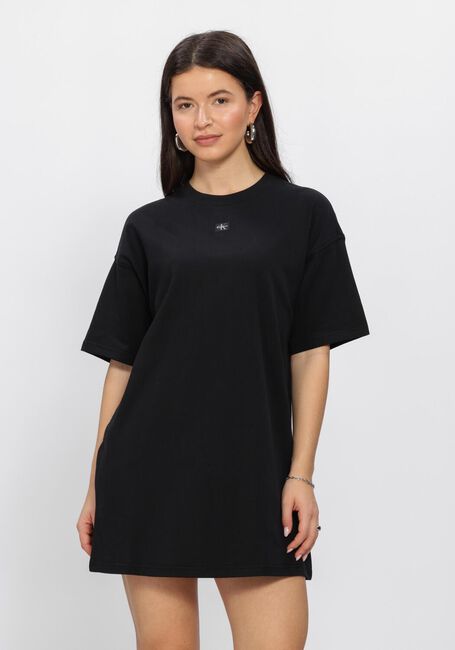 CALVIN KLEIN Robe midi SS WOVEN LABEL OVERSIZED TEE DRE en noir - large