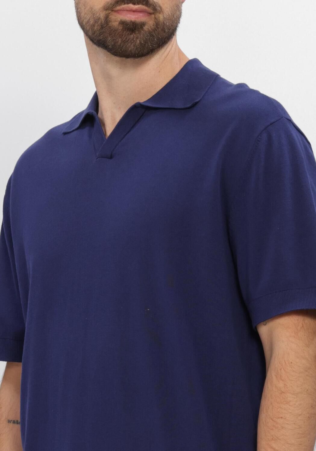 SELECTED MEN Polo SLHTORINO SS KNIT RELAXED OPEN  POLO en bleu - large