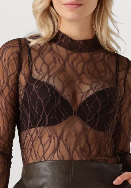 CO'COUTURE Haut MERCY MESH TURTLENECK en marron - large