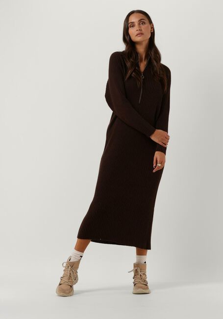 Y.A.S. Robe midi YASMAVI LS KNIT MIDI ZIPPER DRESS en marron - large