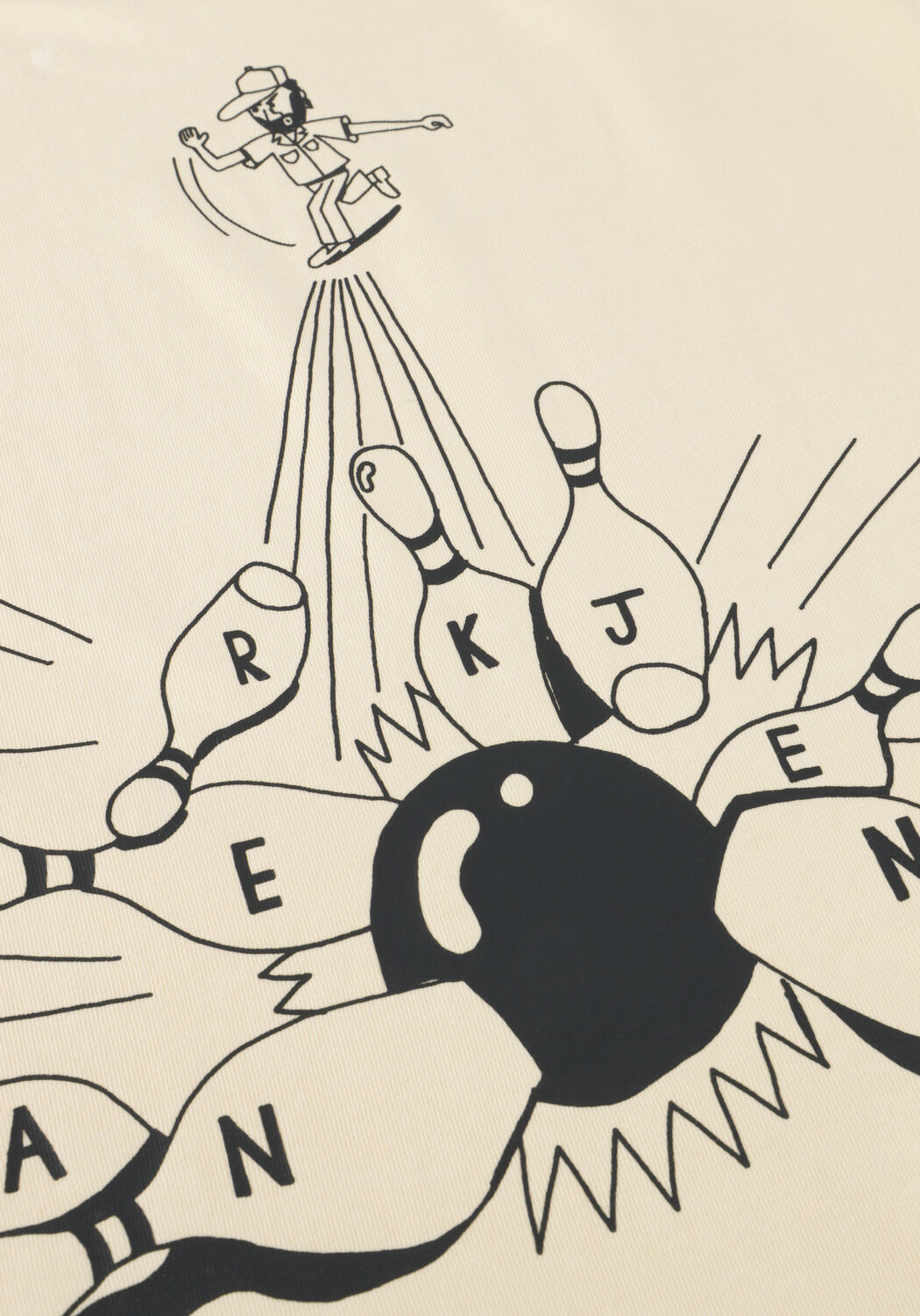 Ecru ANERKJENDT T-shirt AKVILLADS BOWLING PRINT S/S TEE - large