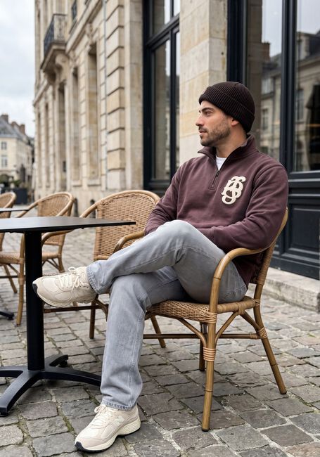 BUTCHER OF BLUE Chandail LOGO HALF ZIP Bordeaux - large
