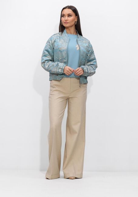 Lichtblauwe JANSEN AMSTERDAM Jack QWEN JASJE 219 GJ BOMBER LONG SLEEVE GOLD JACQUARD - large