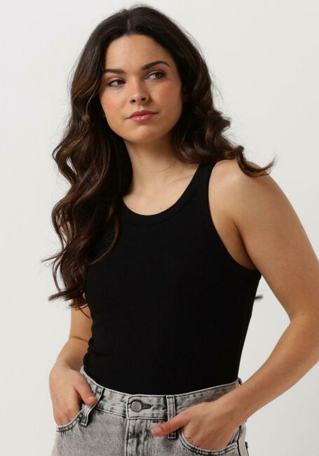 CALVIN KLEIN Haut VARIEGATED RIB WOVEN TAB TANK en noir - large