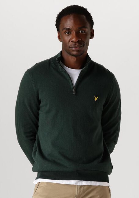 LYLE & SCOTT Pull COTTON MERINO QUARTER ZIP JUMPER Vert foncé - large