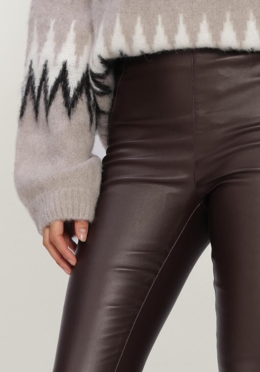 OBJECT Legging OBJBELLE MW COATED LEGGINGS en marron - large