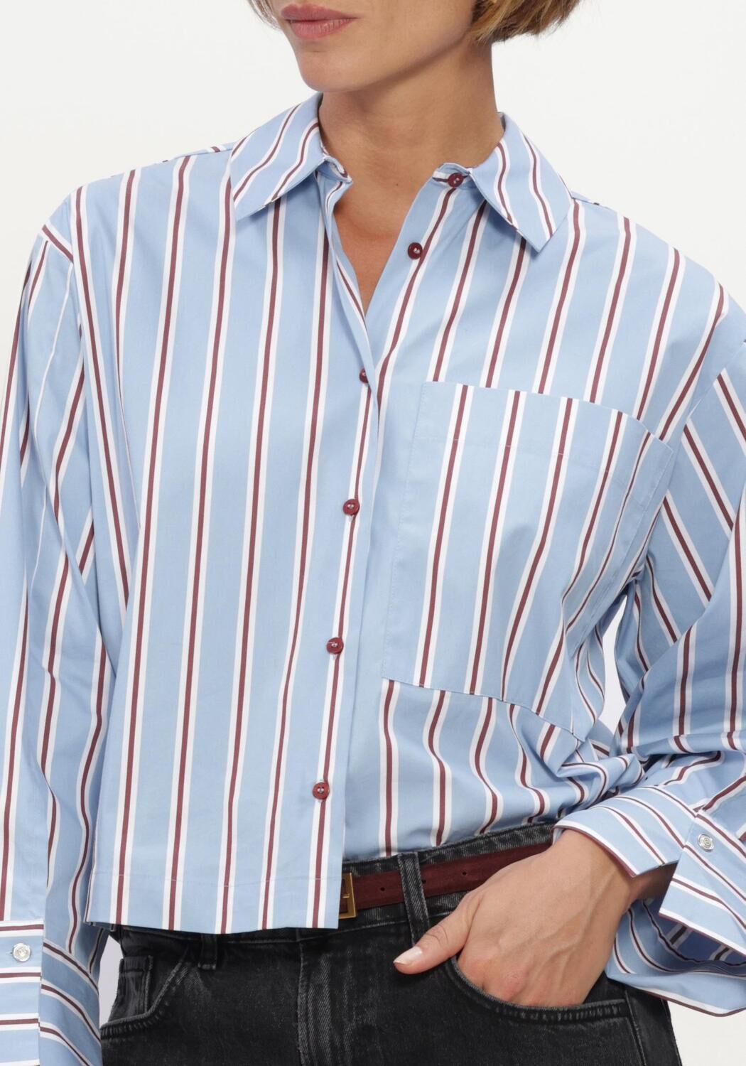 Lichtblauwe STUDIO ANNELOES  Erina stripe blouse - large