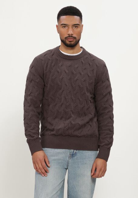 Bruine SELECTED MEN Trui SLMCARLOS LS CABLE CREW NECK - large