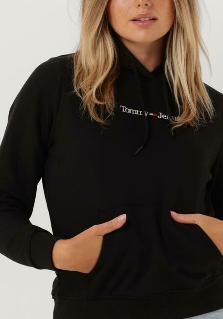 TOMMY JEANS Chandail REG SERIF LINEAR HOODIE en noir - large