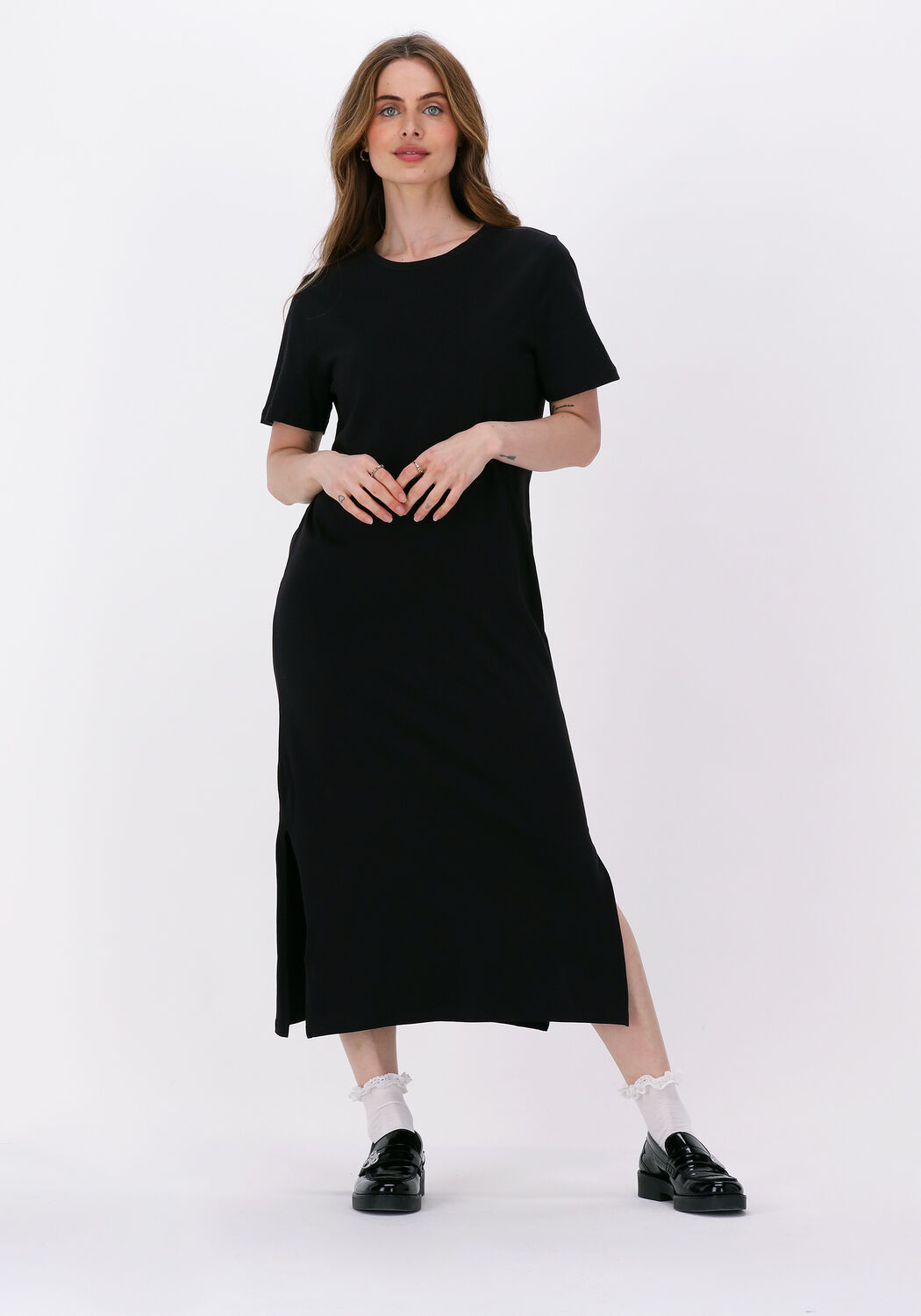 Zwarte MSCH COPENHAGEN Midi jurk LIV ORGANIC SS DRESS Omoda