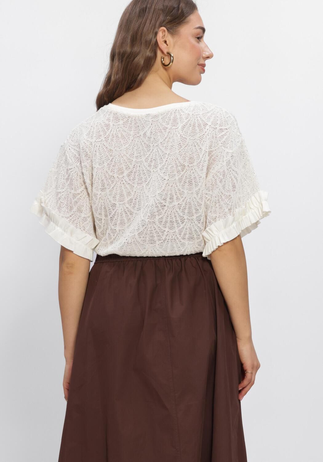 SUMMUM TOP OPEN JAQUARD Hauts & T-shirts Blanc - large