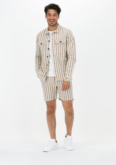 Beige CAST IRON Korte broek CHINO SHORTS LINEN STRIPE - large