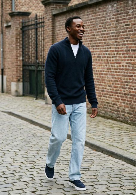 G-STAR RAW Pull STRUCTURE HALF ZIP KNIT Bleu fonc&eacute; - large