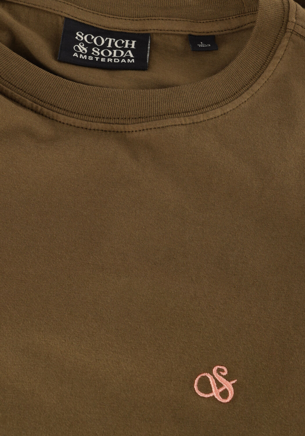 Groene SCOTCH & SODA T-shirt GARMENT DYE LOGO CREW T-SHIRT - large