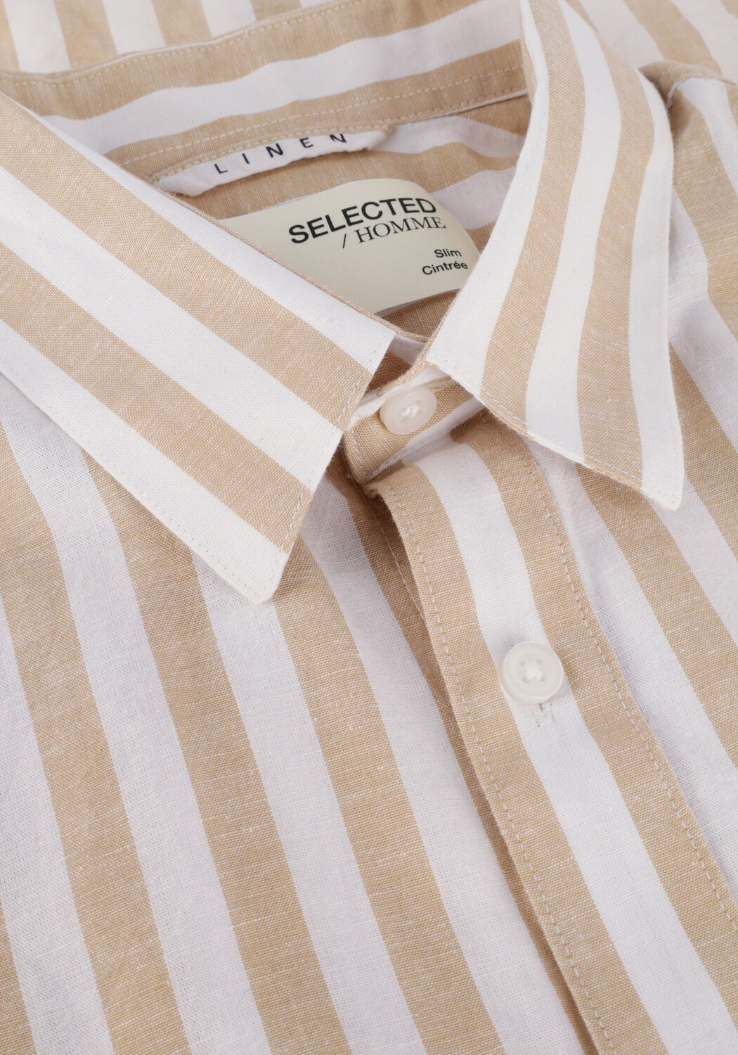 SELECTED MEN Chemise d&eacute;contract&eacute; SLHSLIMNEW-LINEN SHIRTS SS CLASSIC W en camel - large