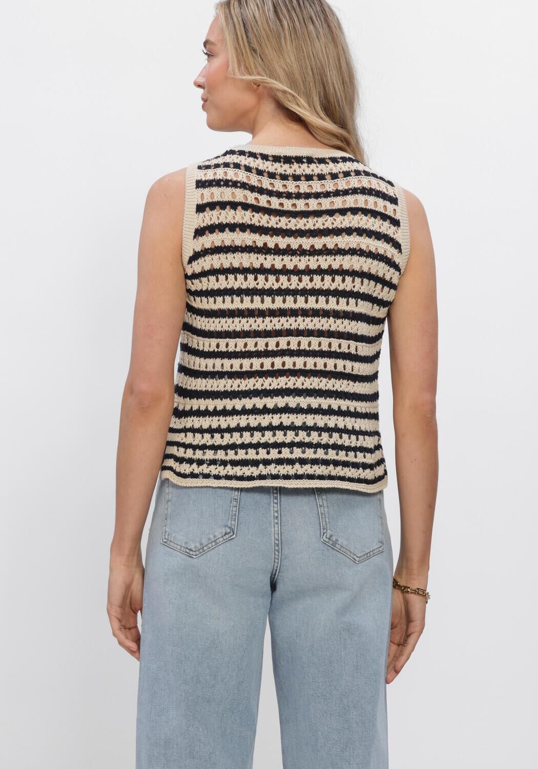 MODSTR&Ouml;M VESTERMD STRIPE TOP Hauts & T-shirts Bleu fonc&eacute; - large