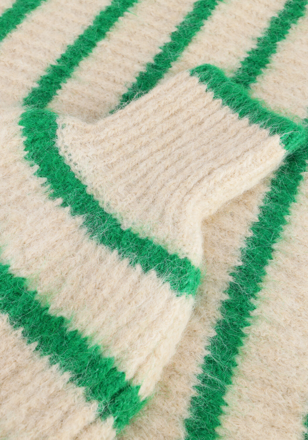 CO'COUTURE Pull CORALIE CROP STRIPE O-KNIT en vert - large