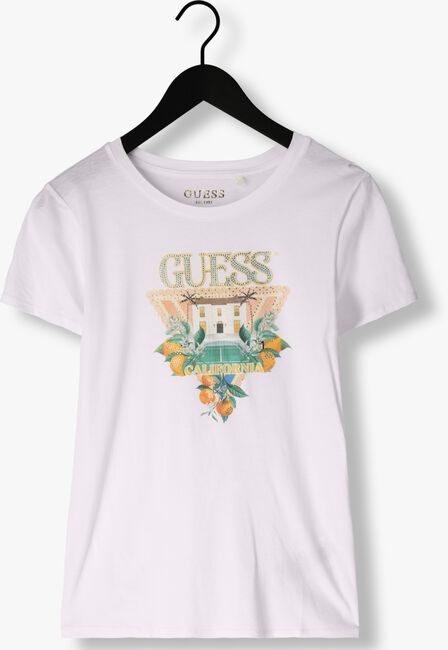 Witte GUESS T-shirt SS GUESS MANSION LOGO EASY TEE - large