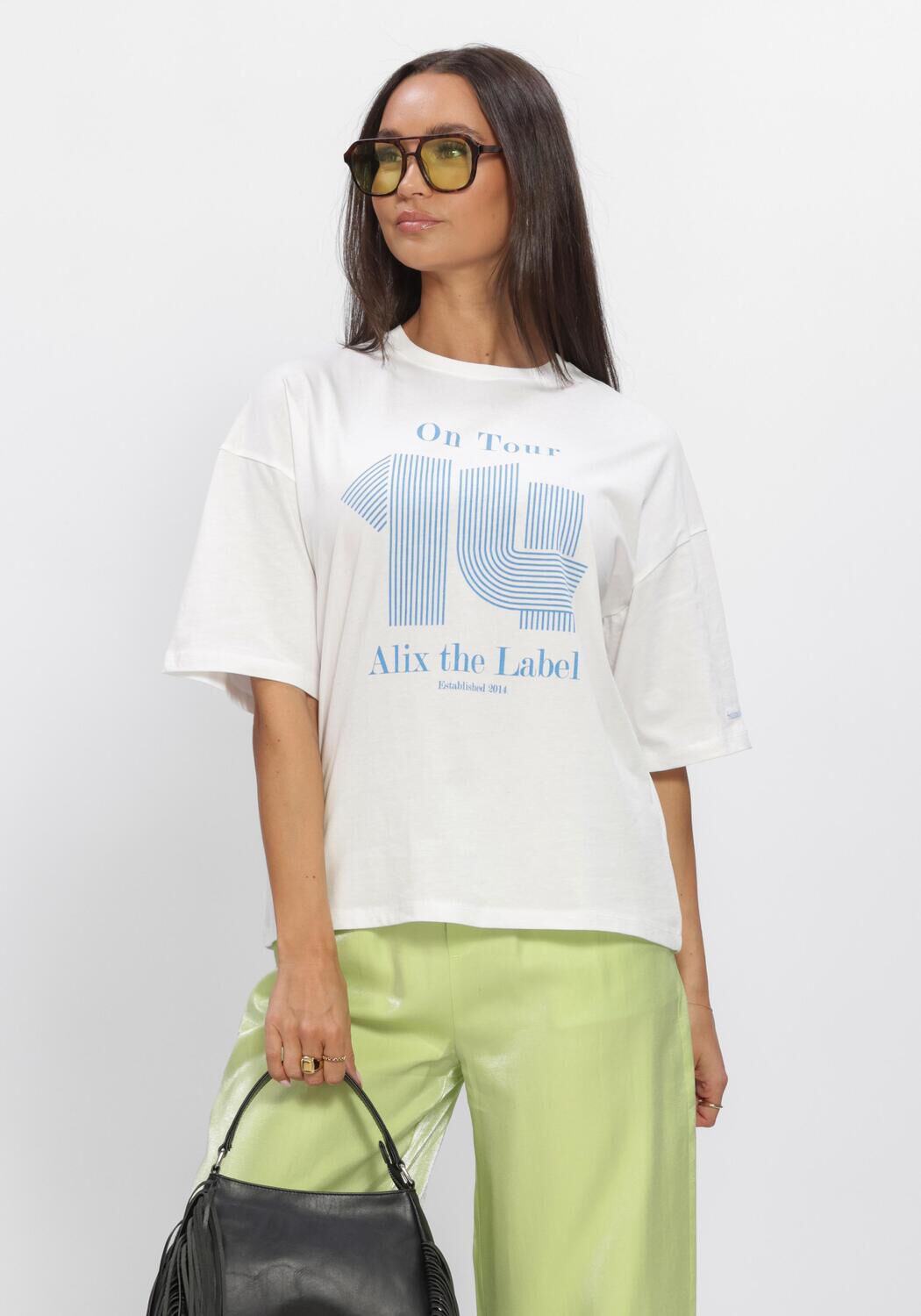 Witte ALIX THE LABEL T-shirt LADIES KNITTED T SHIRT - large