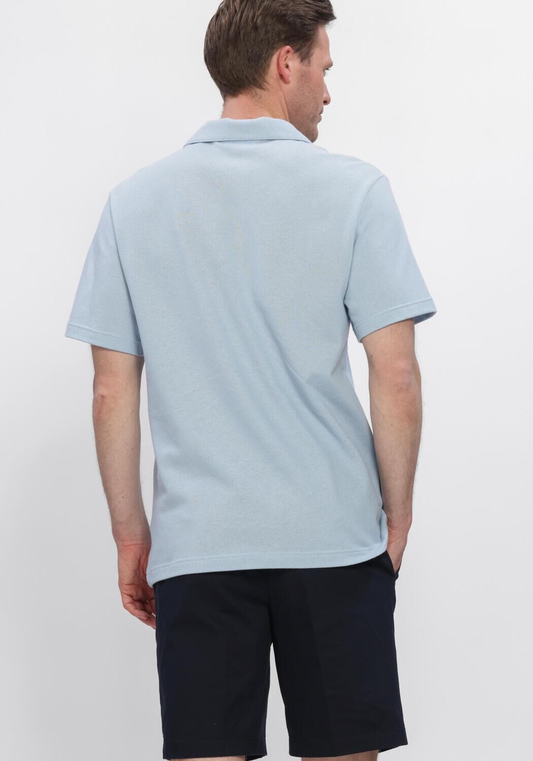 LACOSTE Polo CLASSIC FIT OPEN NECK COTTON LINEN BLEND POLO Bleu clair - large