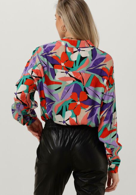 Multi COLOURFUL REBEL  TALIA BIG FLOWER OVERSIZED BOYFRIEND BLOUSE - large