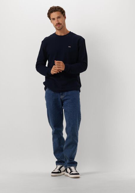 Donkerblauwe TOMMY JEANS Trui TJM REG WAFFLE L/S TEE - large