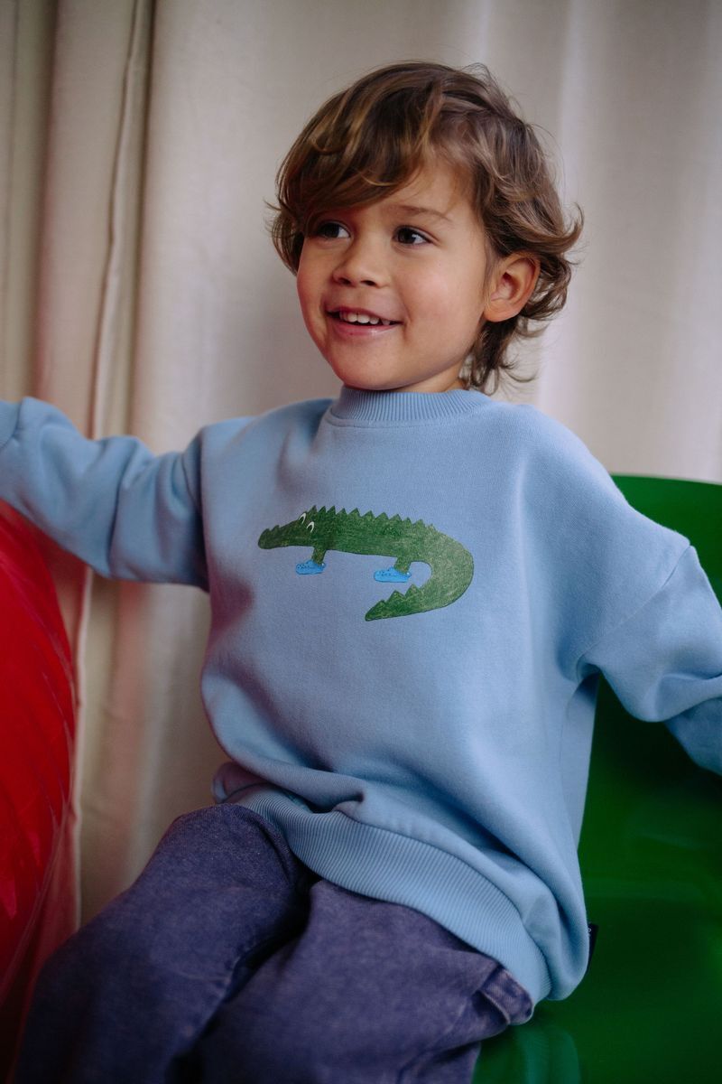 DAILY BRAT Pull CROCO IN CROCS SWEATER Bleu clair - large