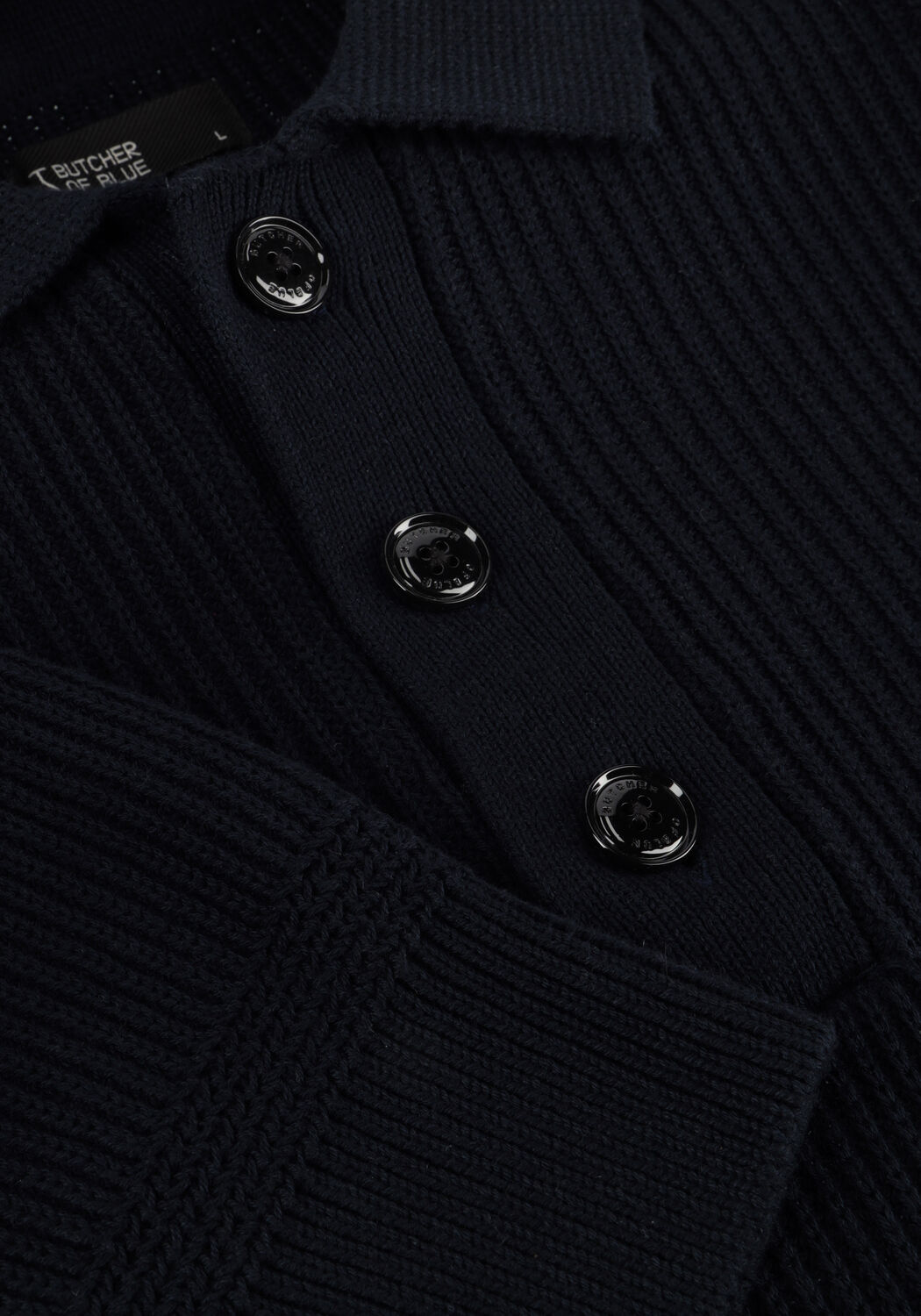 Donkerblauwe BUTCHER OF BLUE Trui GALWAY POLO LS - large
