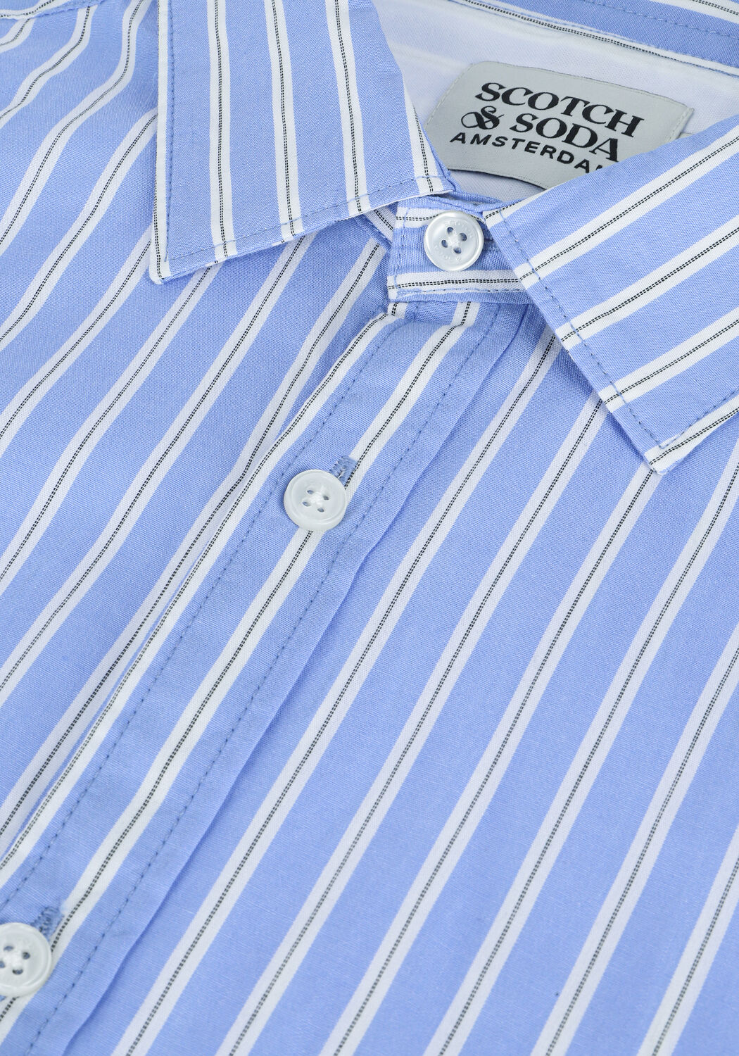 Lichtblauwe SCOTCH & SODA Casual overhemd BRIGHT STRIPED REGULAR FIT SHI - large