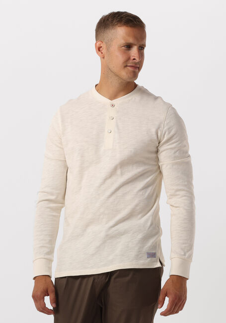 SCOTCH & SODA Longsleeves SLUB HENLEY LONG SLEEVE TEE Blanc - large